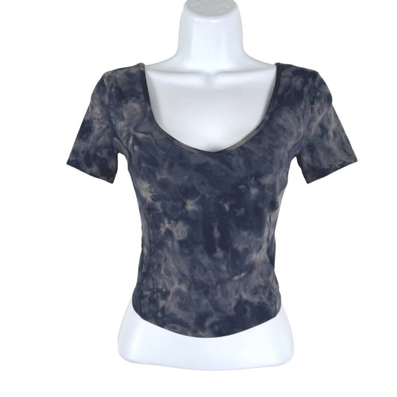 Lululemon Align Tee Top Size 2 Diamond Dye Lunar Rock True Navy TP-3488 - Picture 1 of 7